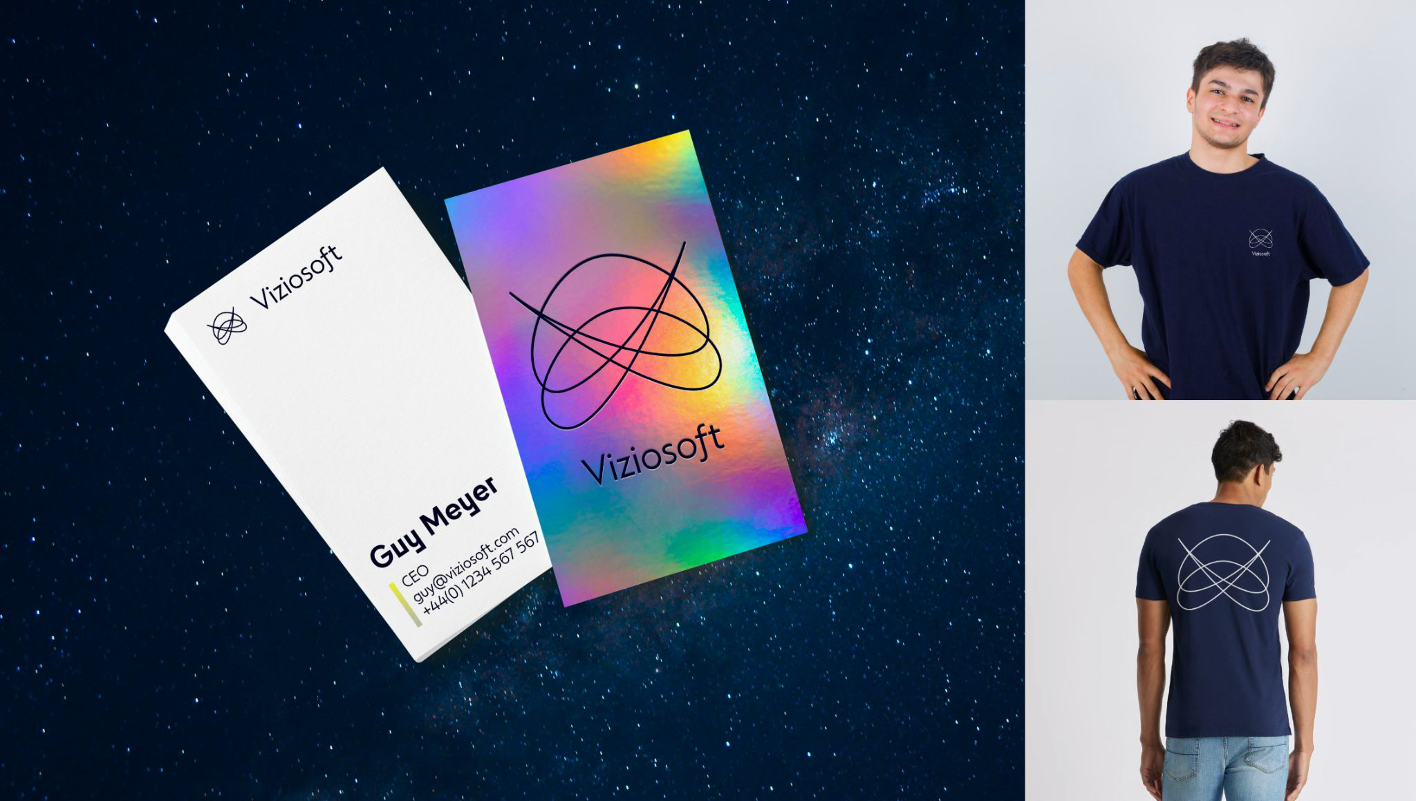 Viziosoft – Logo, stationery and apparel for a software brand.
